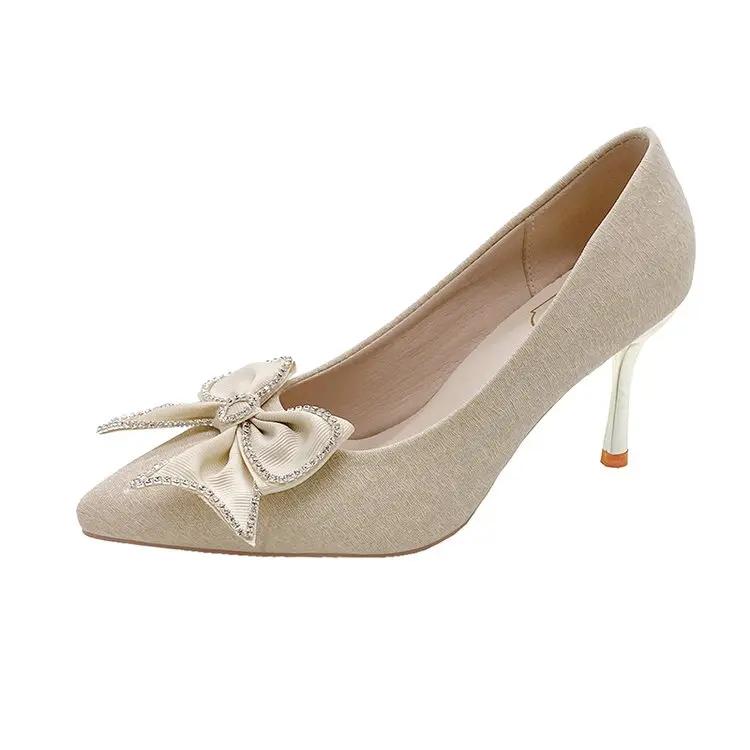 Fashion Retro Women Luxury High Heels Shoes Elegant Stiletto 2025 Comfortable Butterfly Office Boat Pointed Pumps Zapatos De Mujer