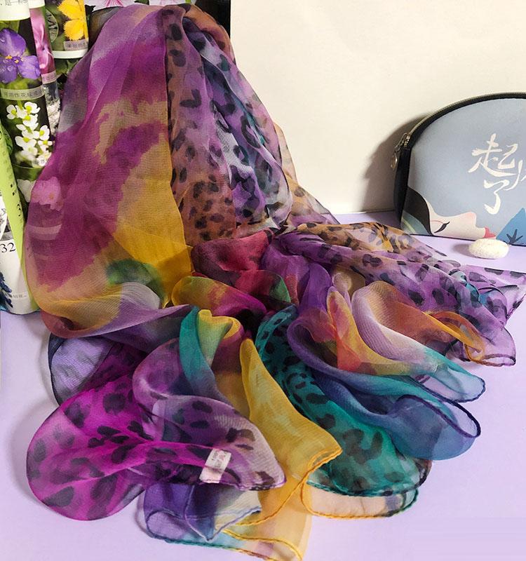 BYSIFA|Spring Pink Red Silk Scarf Shawl Female Elegant Floral Style Long Silk Scarves Foulard Summer New Beach Shawl Scarf Hijab