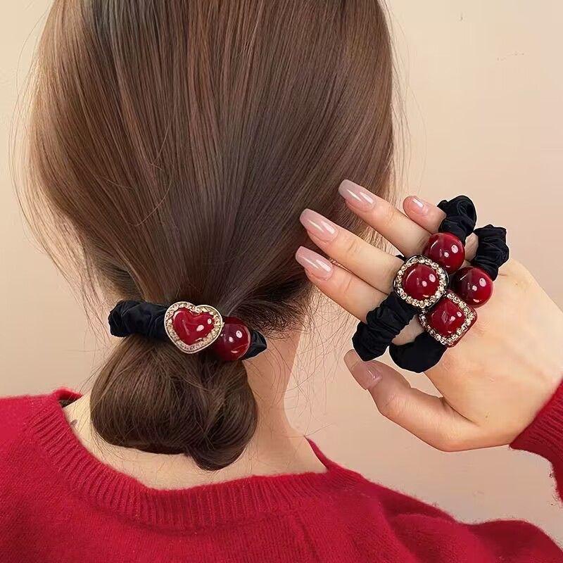 Rhinestone Pearl Elegant Large Hair Tie for Ponytails and Buns