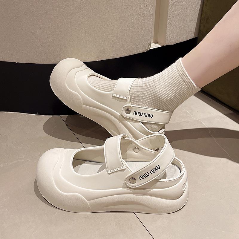 Cute Versatile Internet Celebrities Heightened Platform Bag Head Sandals Women's 2025 New Summer Wear Super Hot White Half Drag