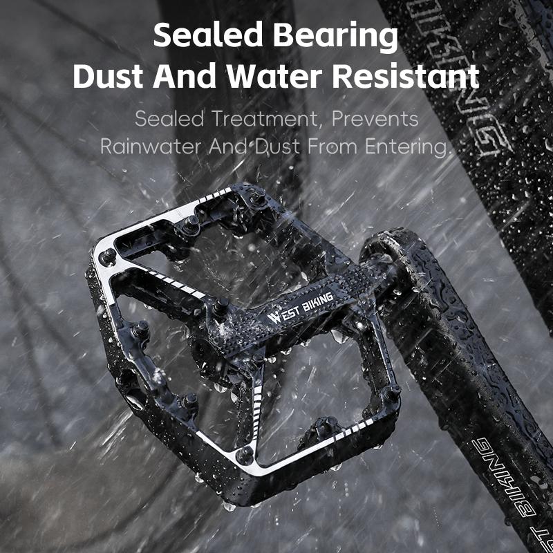 WEST BIKING Bicycle Pedals Sealed DU Bearing Nonslip Pedal Mountain Road Bike Cycling Alloy MTB Pedal Bicycle Accessories