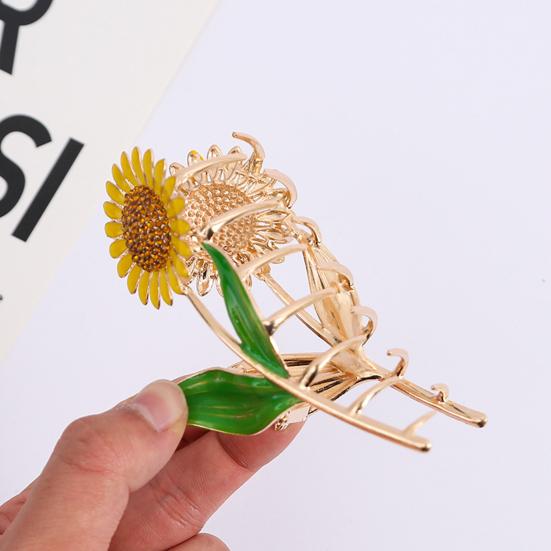 

Yousheng Flower Hair Claw Clip Non-Slip Strong Hold Tulip Sunflower Rose Fishtail Hair Clip Women Long Thick Tonque Token Curly Hair Clip Fashion Accessories