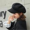 Solid color woolen octagonal hat children's autumn and winter new Bere duck tongue casual fashion green painter British hat
