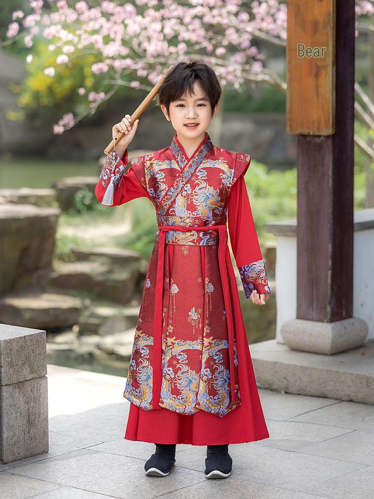 Boys' Hanfu Spring/Autumn 2026 Wuxia Keqi Performance Tang Suit for Children's Kindergarten Show
