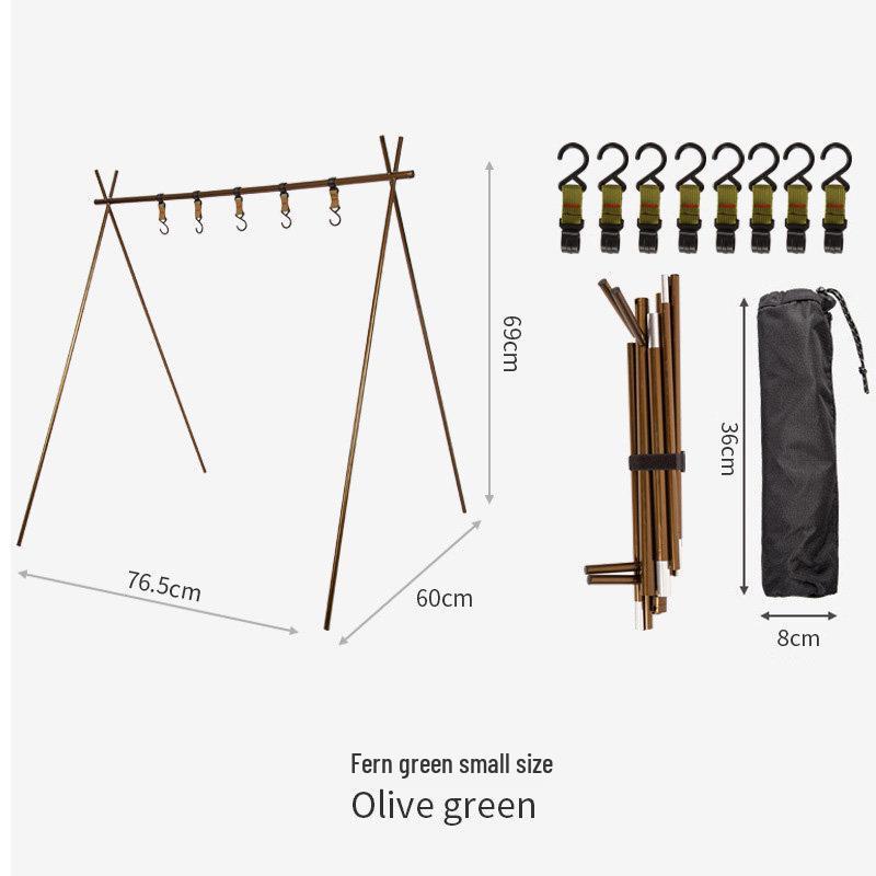 Kepulide Military Green Aluminum Camping Tripod Clothes Rack