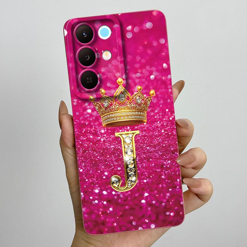 For Realme 15X C85 5G Crown Initial Letter Couple Phone Case Realme15X RMX5250 RMX5253 Soft Silicone TPU Lens Protective Casing