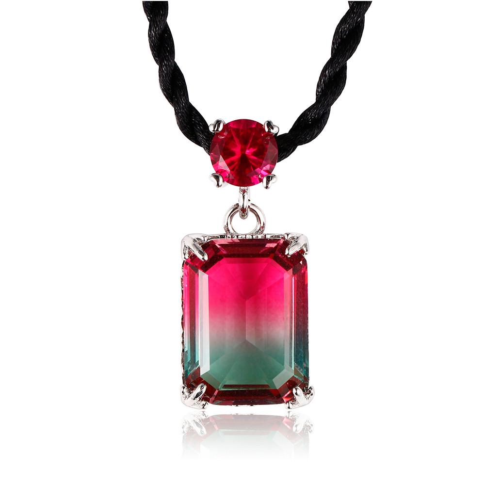 

Посеребренная подвеска, черная цепочка, ожерелье AAAAA, многоцветный циркониевый кулон, радужное ожерелье с подвеской