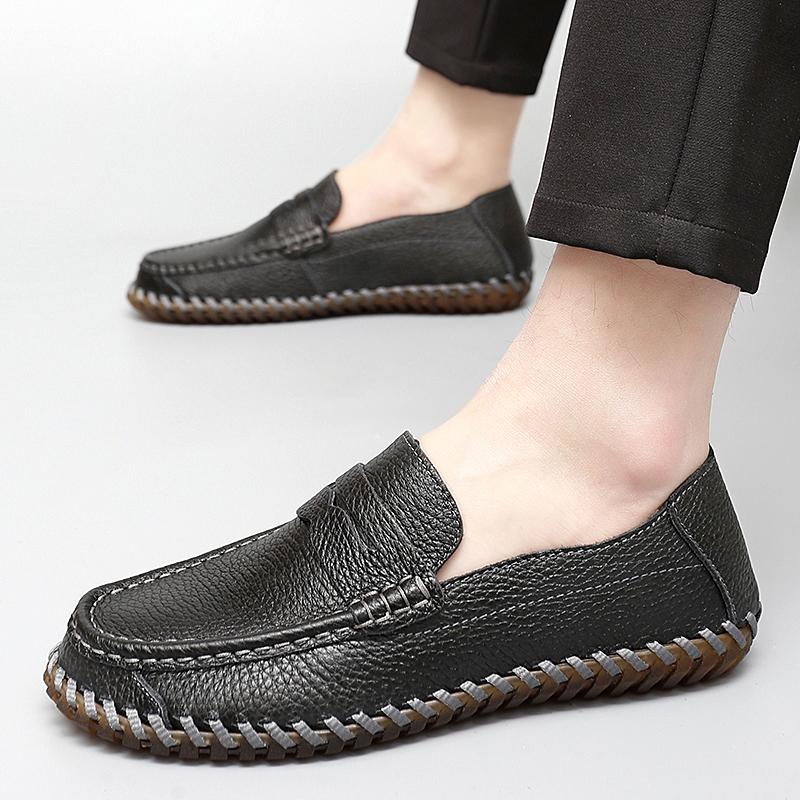 Good Quality Leather Shoes For Men 2026 Slip On Loafers Men Comfortable Casual Sneakers Outdoor Handmade Leather Shoes For Men
