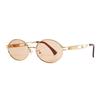 Metal oval sunglasses women's sunscreen advanced Hong Kong style concave sunglasses old money style sunglasses