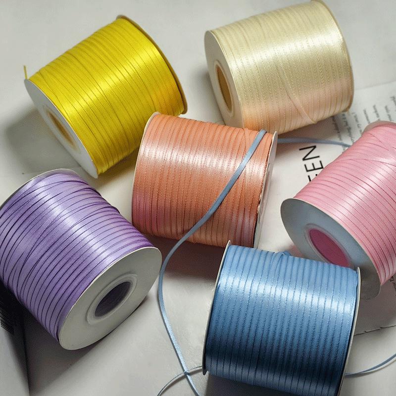 3mm Double-Sided Polyester Ribbon for Handmade Hair Accessories, Headwear Decoration, and Encrypted Bookmarks