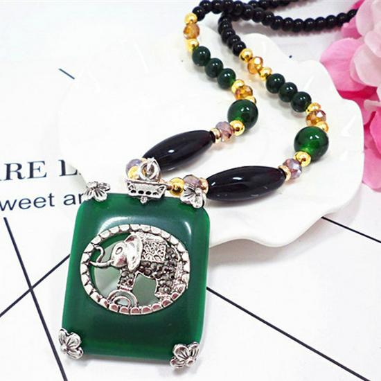 Ethnic Style Long Necklace: Retro Water Drop Pendant with Colored Shell for Fall/Winter