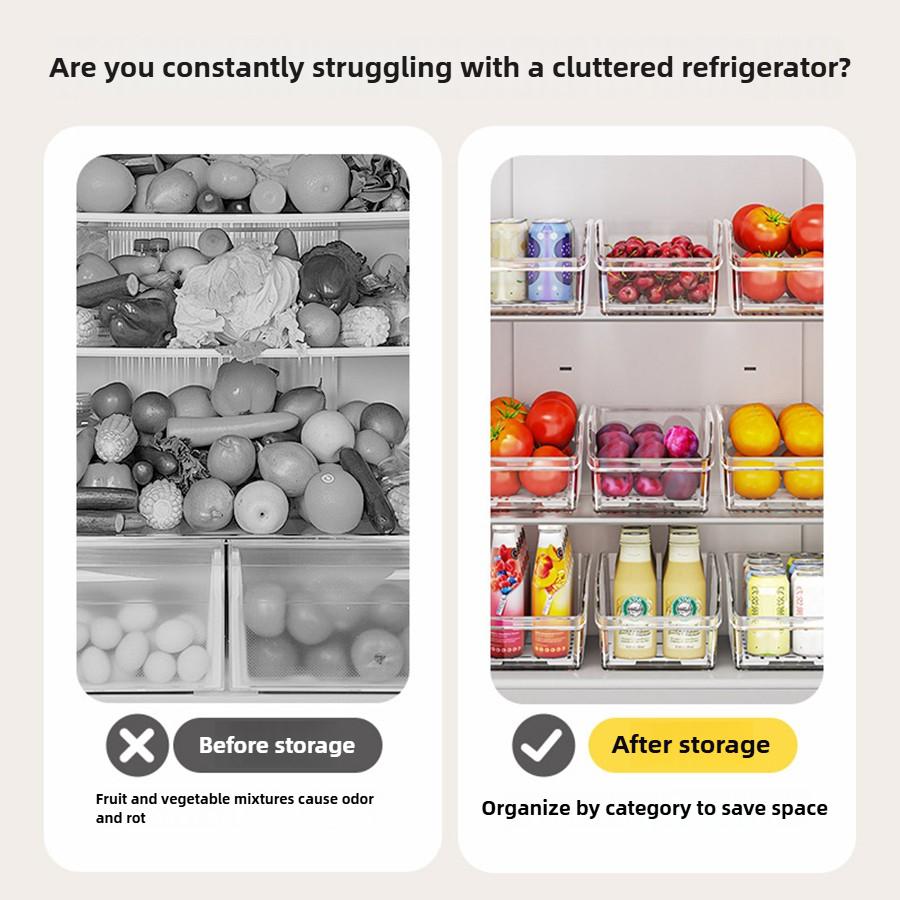 Clear Fridge Organizer, Refrigerator Organizer Bins ,Fridge Organizers and Storage Containers for Fruit, Vegetable, Food, Drinks