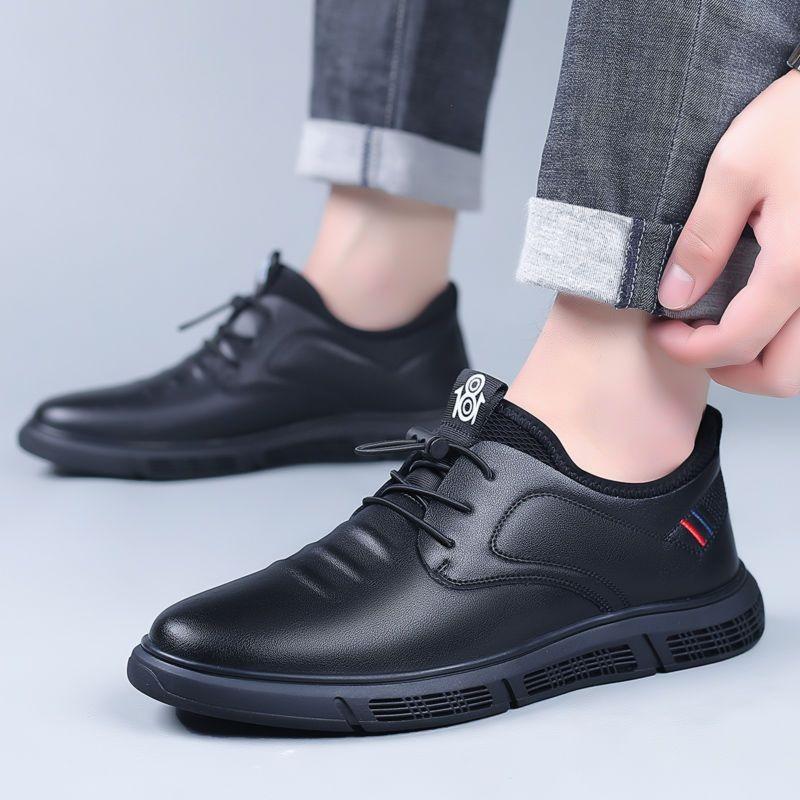 Leather Men's Shoes Spring and Summer Soft Surface Thick Sole Light Casual Shoes Business Simple Breathable Comfortable Leather Shoes