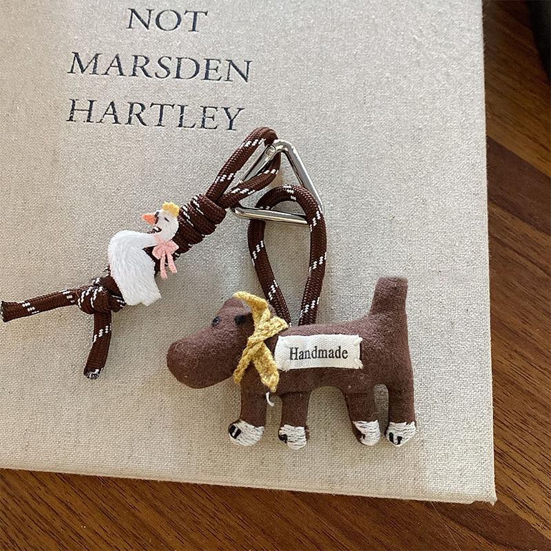 Bear Plush Toy Keychain Cartoon Rabbit/Dog Soft Stuffed Doll Pendant Car Key Ring Backpack Bag Decor Kid Gift