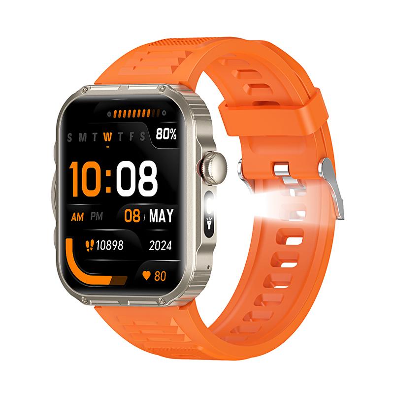 

Fashion 2.02 Men Women LED Flashlight Outdoor Sport Fitness Smart Watch Blue Tooth Call Heart Rate Music Waterproof Smartwath
