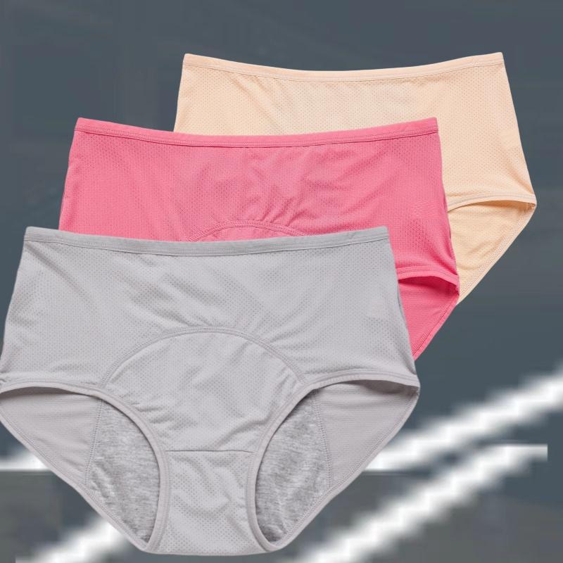 3pcs Women's Physiological Panties L-8XL Leak Proof Menstrual Comfortable Waterproof Plus Size Mid Waist Period Underwear