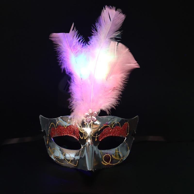 Light Blinking LED Glow Feather Butterfly Mask Women Girls Venetian Mard Gras Masquerade Masks Party Wedding Festival Costume