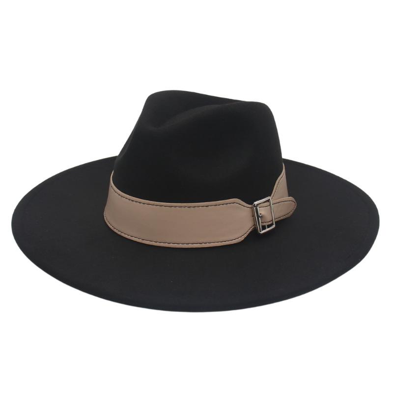 Men'S And Women'S Enlarged Brim, Wide Belt Buckle Top Hat, Jazz Hat, Trendy Hat