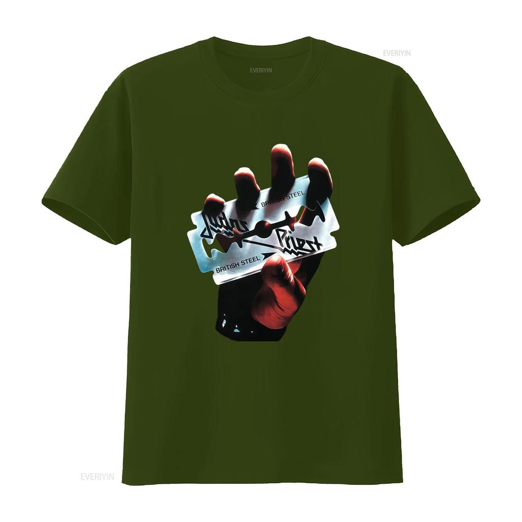 Judas Priest British Steel Unisexs Slim Fit 2xl T Shirt Global New Vintage Top For Everyday Wear Casual Soft