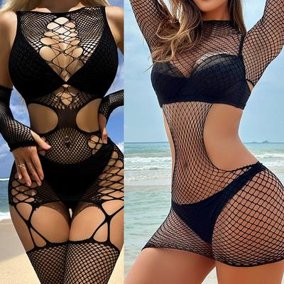 Lenjerie Erotică Plasă de Pescuit Rochie Bodycon Exotică de Club de Noapte Haine Sexy pentru Femei Vezi Prin Plasă Golă Fustă Scurtă