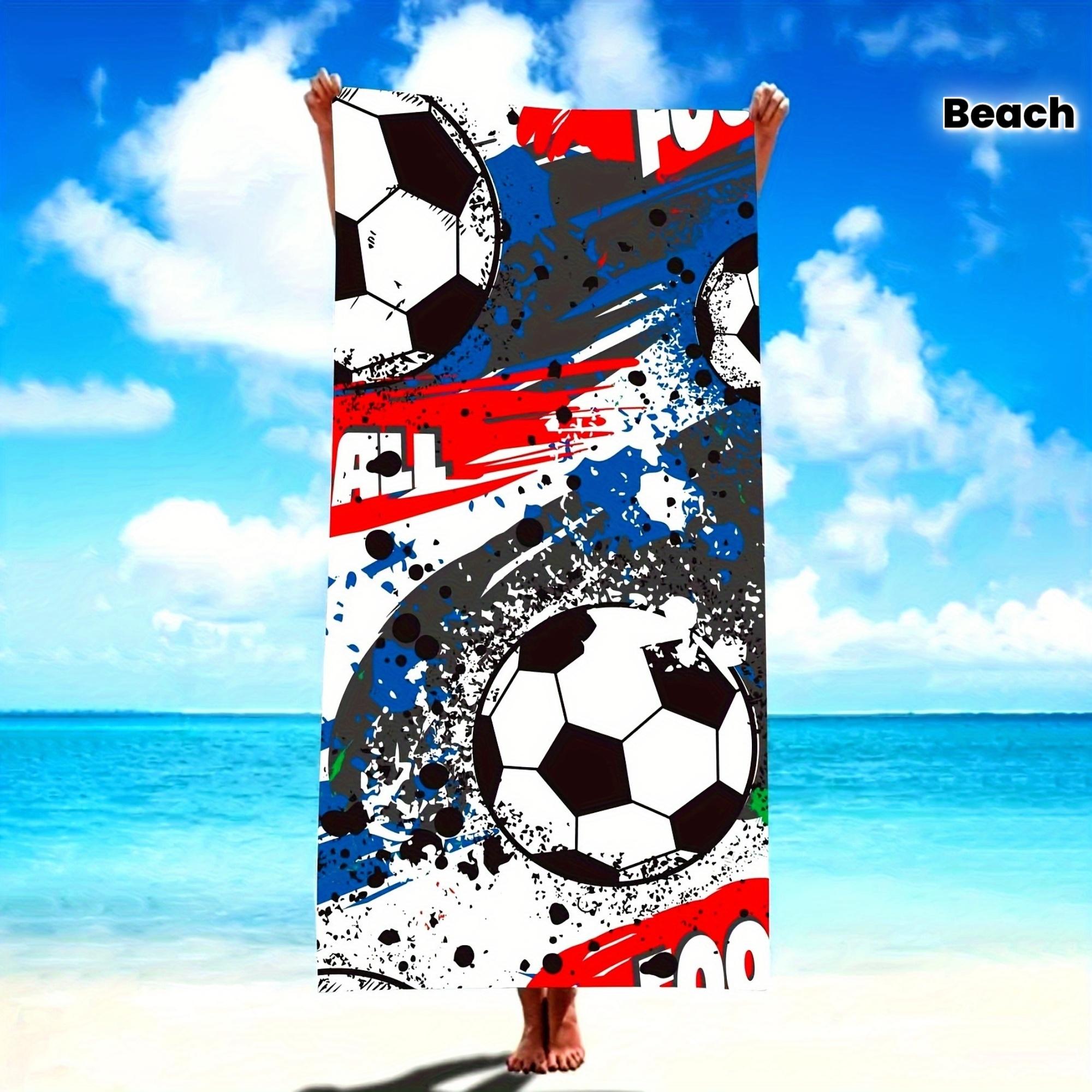 Lampada White 1Pc Dynamic Football Theme Beach Towel, Colorful Splash And Soccer Pattern, Essential For Sports Enthusiasts, Quick-Dry Soft,