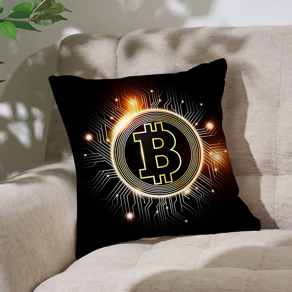 B-Bitcoin Pillow Case Throw Pillow Cover Nordic Vintage Style Cushion Covers Home Living Room Sofa Couch Seat