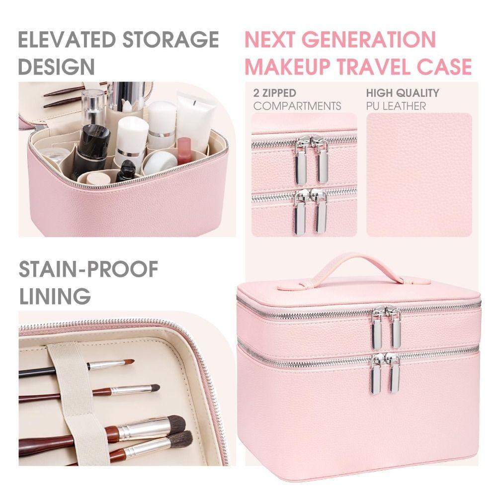 Storage Solution PU Material Cosmetic Bag Large Capacity Waterproof Toiletry Storage Aesthetic Pattern Travel Bag Travel