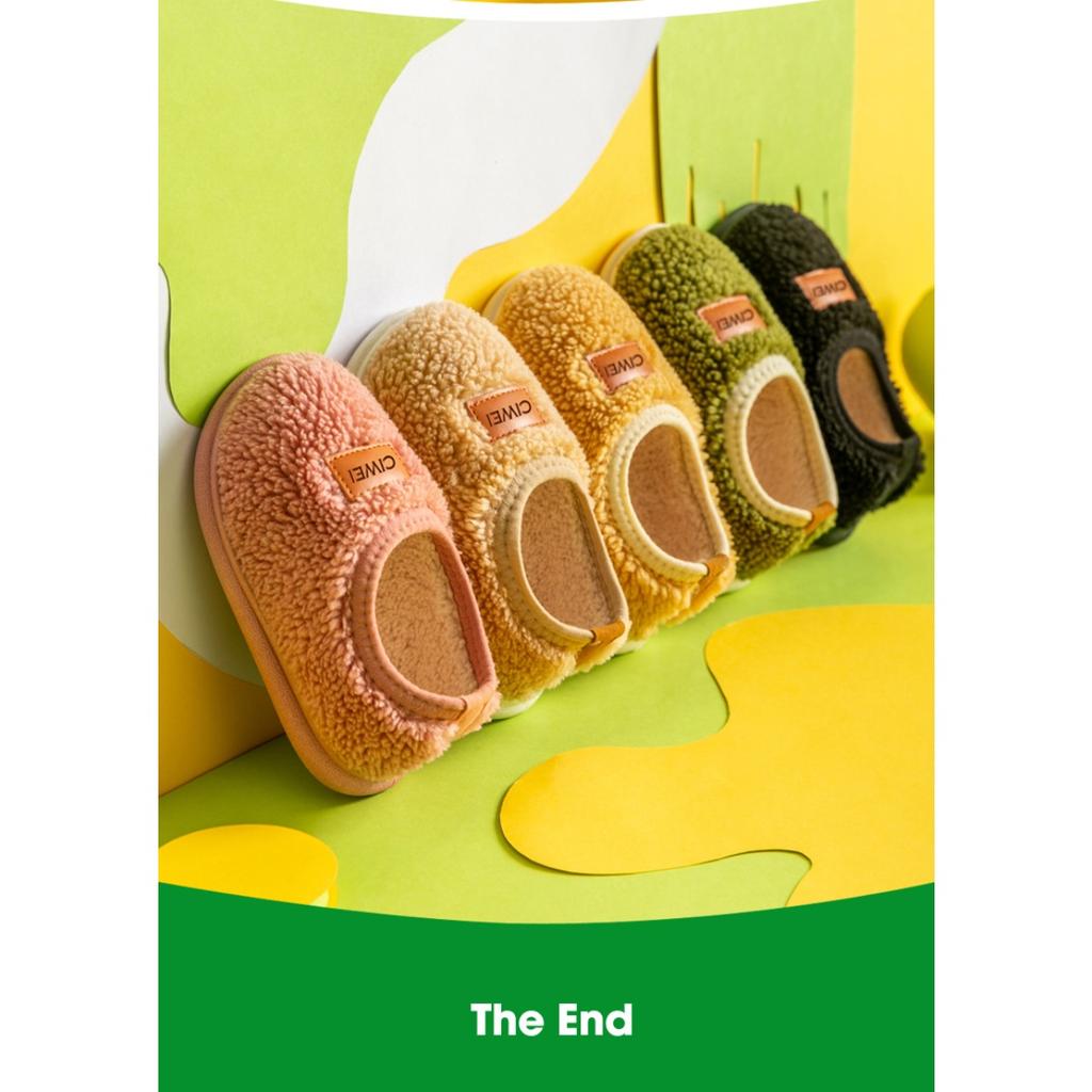 Children's Cotton Slippers, Winter Hairy Shoes, 1-6 Year Old Female Baby Bags, Heels, Indoor Home Cotton Shoes, Warm Slippers