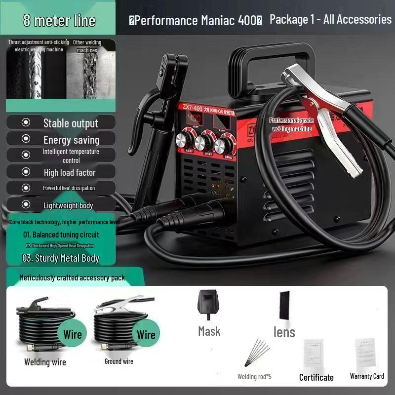 Dual Voltage 220V Portable Electric Welder - High Power, Pure Copper, 400A Manual Set