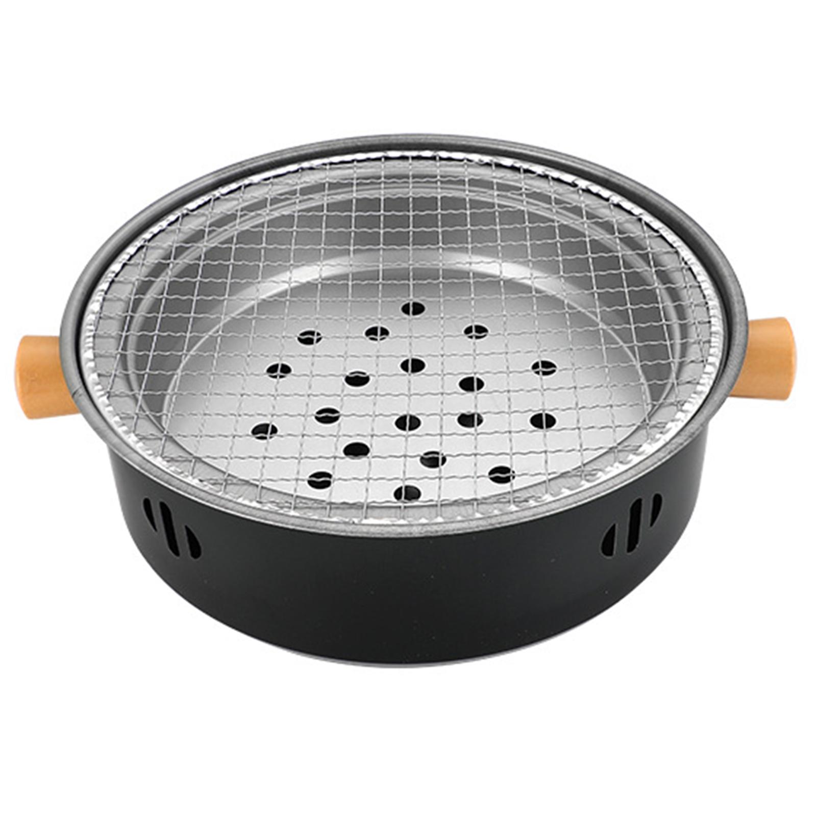 

Портативный гриль для барбекю, корейская угольная печь из нержавеющей стали, разделенная печь для барбекю, круглая антипригарная стойка для барбекю для кемпинга на открытом воздухе чёрный