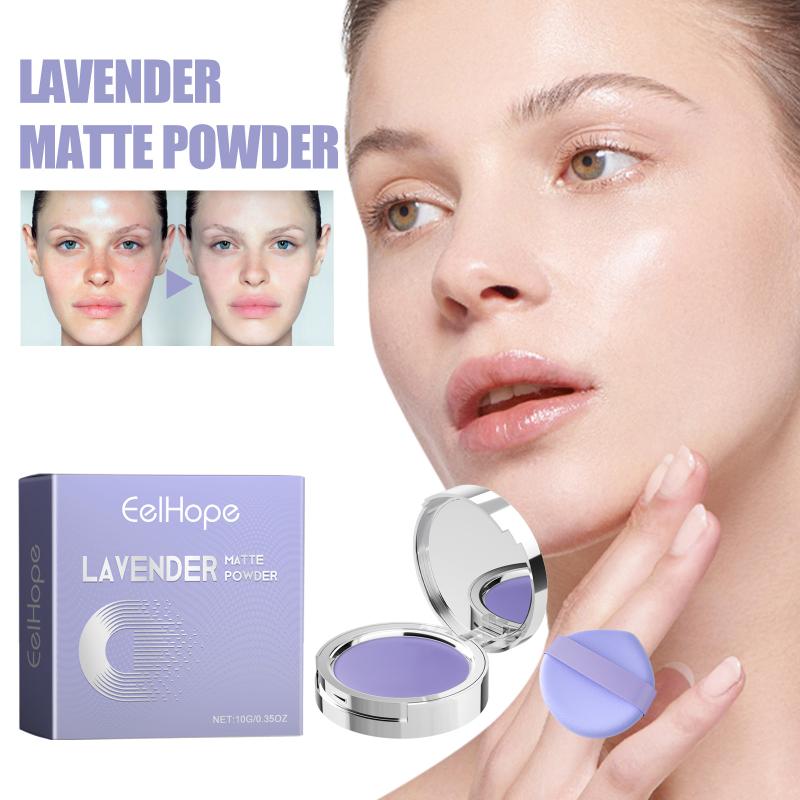 Lavendel Mattes Puder Ölkontrolle Fixierpuder Wasserdicht Glättendes Make-up Foundation Puder Mit Puderquaste Loses Fixierpuder