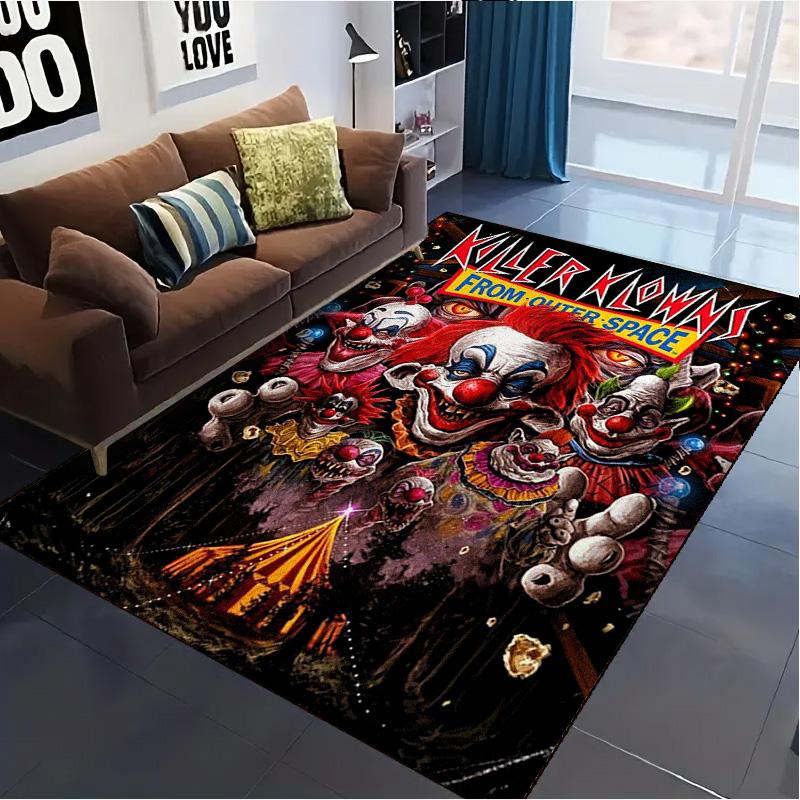 Killer Clown Horror Carpet Rug for Living Room Bedroom Home Sofa Decoration,Kids play Non-slip Floor Mat