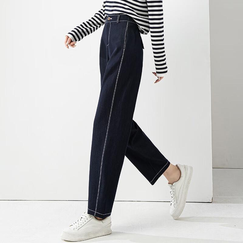 Fanzhen Women's High-Waist Loose Imitation Denim Harem Cropped Pants