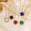 15mm High Version Double-sided Four-leaf Clover Necklace Female Light Luxury Titanium Steel Does Not Fade Simple Temperament Female Clavicle Chain