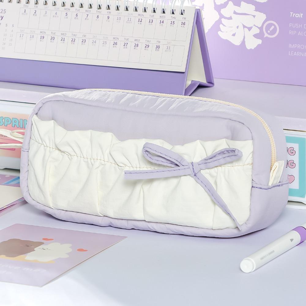 Multi-layer Pen Bag Color-blocking Stationery Storage Bag Portable Pencil Case  Students Gift