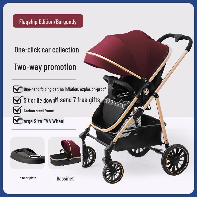 High Landscape Reversible Baby Stroller & Reclining Tricycle, Three-in-One with Large Wheels