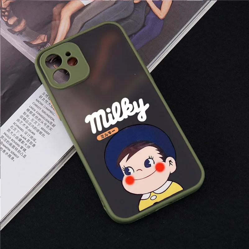 Cute Boy Girl Couple Phone Case For iPhone 12 11 13 14 15 Pro Max X XS XR SE 7 8 Plus Sweet Peko Milky Hard Matte Cover Fundas