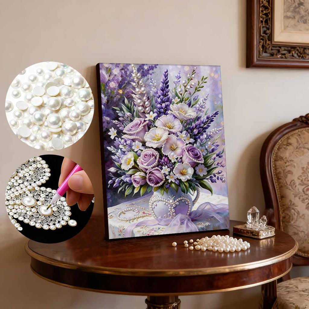 DIY Bouquet Pearl Art Painting for Adults/Beginners Gift Home Decor Pearl Gem Paintings Picture Arts Craft 30x40cm Without Frame