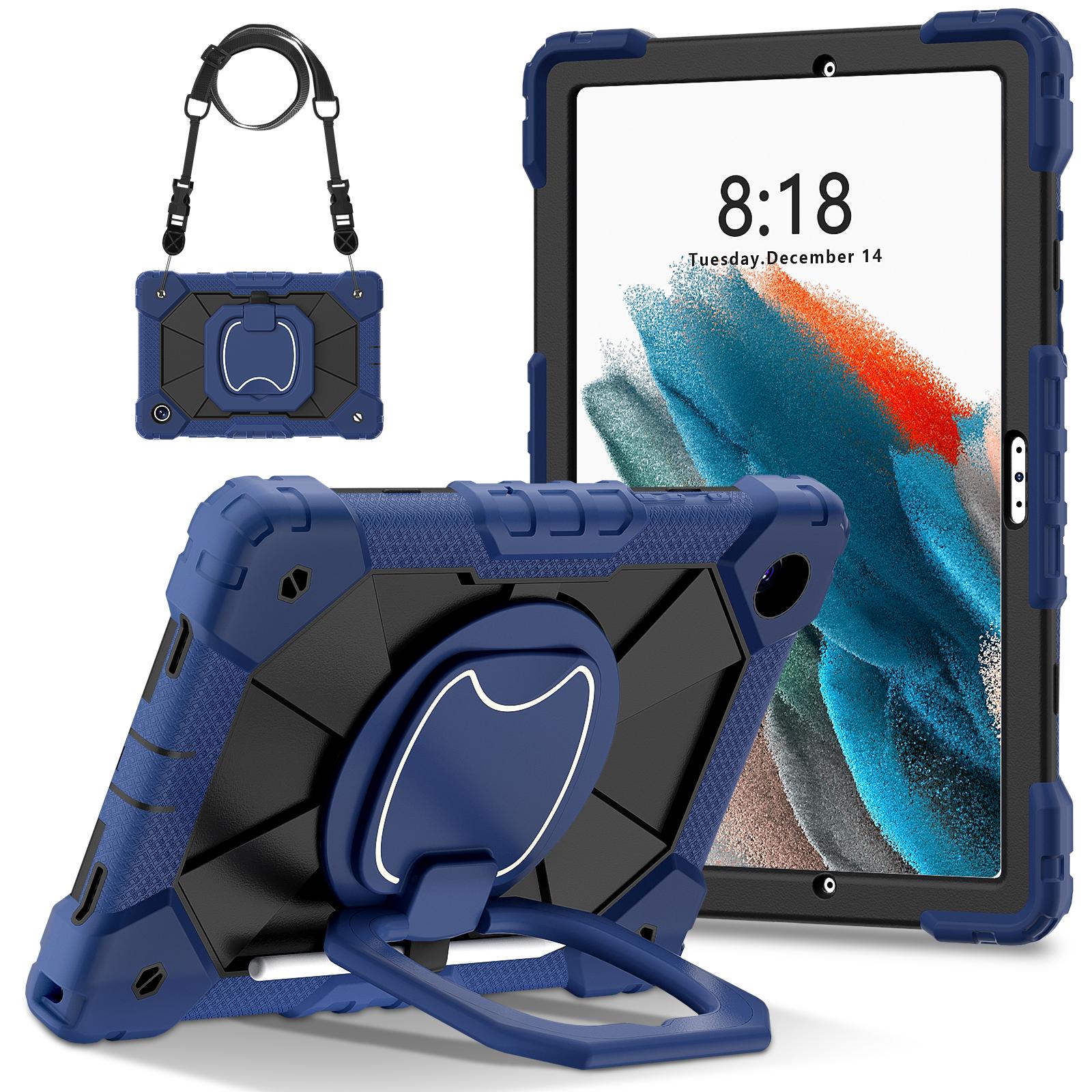 

Heavy Duty Hybrid Case For Samsung Galaxy Tab A8 10.5 2021 SM-X200 SM-X205 Armor Stand Cover With Rotatble Handle Grip Strap A8 10.5 SM-X200 X205