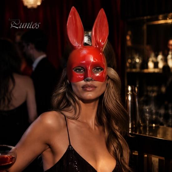 Fashionable Rabbit Ears Mask Halloween Bunny Mask, Cosplay Face with Long for Ears, Lightweight Plastic Cushion Masquerade Party Costume Comfortable