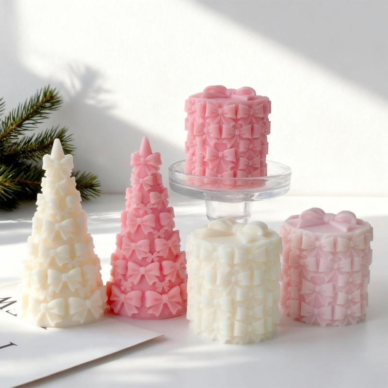 Bowknot Christmas Tree Silicone Mould For Aromatherapys Making And Handcraft Gift Festival Season Projects