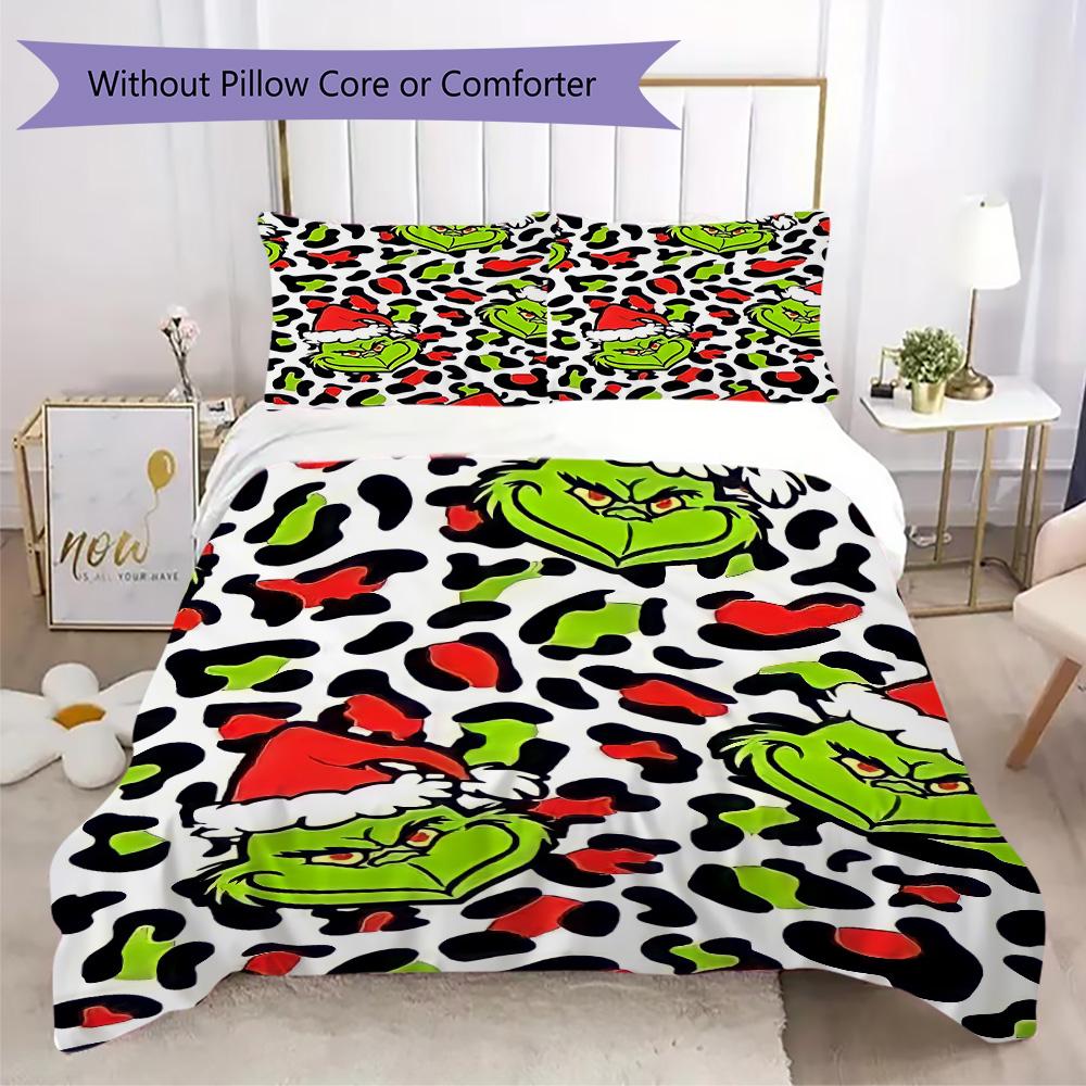 Christmas Gift Oscar Comedy Movie How the Grinch Stole Christmas Home Decor Soft Printed Bedding Set Pillowcase Duvet Cover (without Core) R10