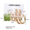 Bohemian Fashion Acrylic Leopard Round Circle Hoop Earrings Set For Women Gold Color Butterfly Pearls Drop Earrings Set Jewelry