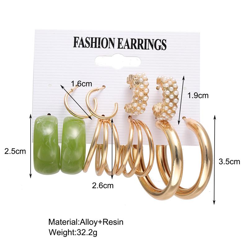 Bohemian Fashion Acrylic Leopard Round Circle Hoop Earrings Set For Women Gold Color Butterfly Pearls Drop Earrings Set Jewelry