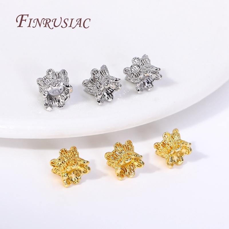 2 Types 18K Gold Plated Brass Metal Spacer Beads Double Side Flower Beads Caps High Quality Bracelet Beads DIY Jewelry Accessory