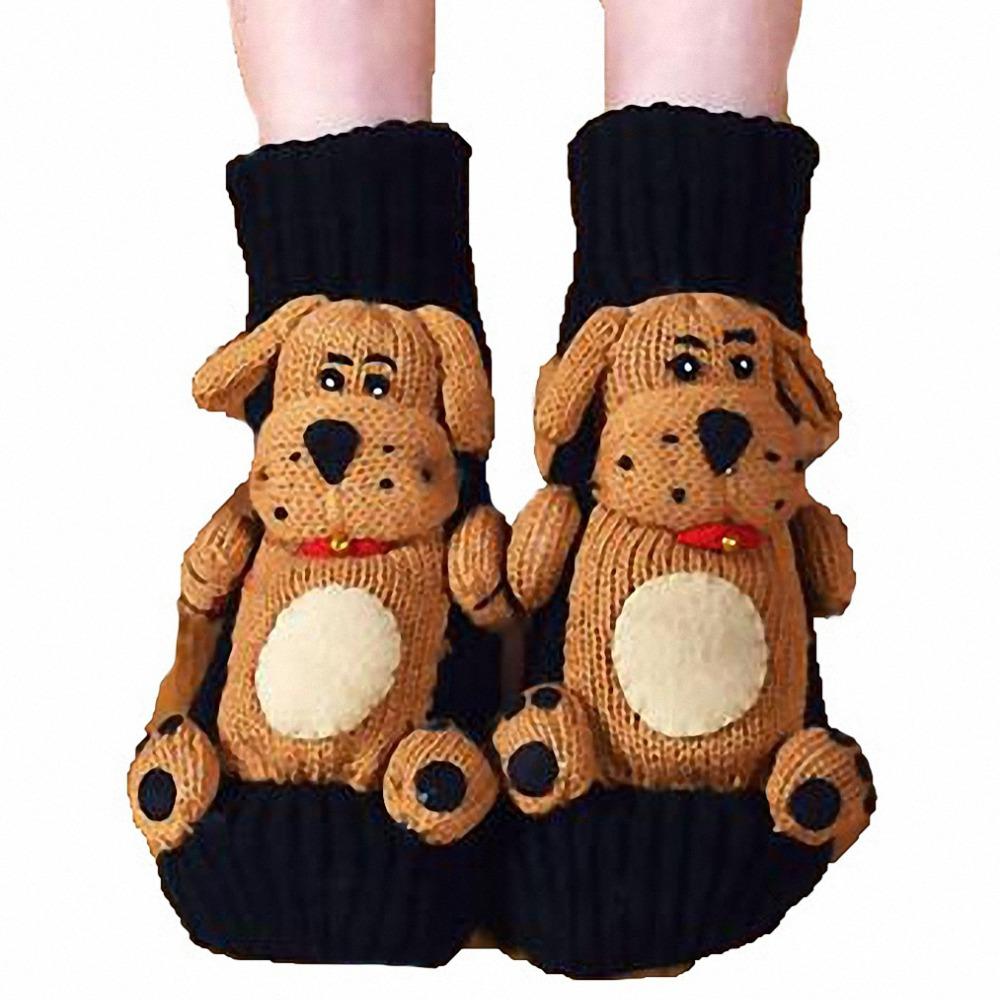 3D Knit Animal Socks Hand Crocheted Double Layer Novelty Floor Socks Anti-Sweat Breathable Winter Socks Christmas Gifts