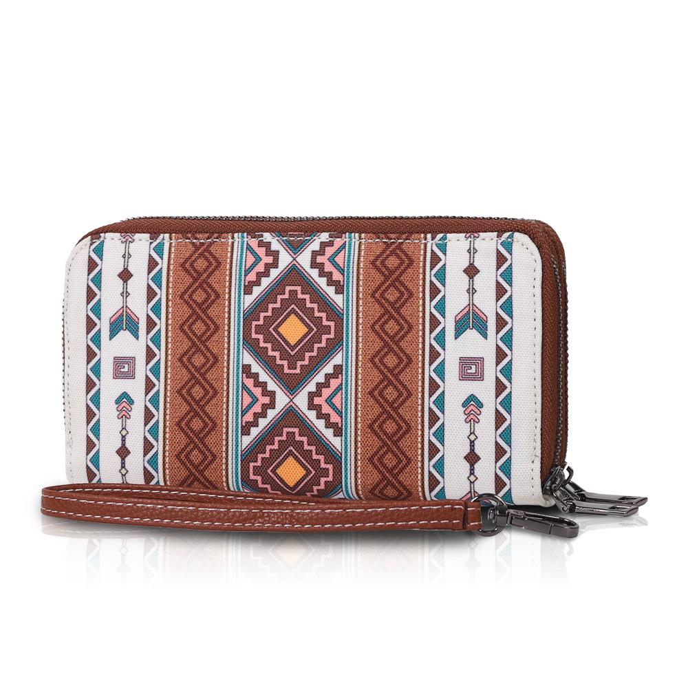 

Европейский и американский богемный стиль, RFID кошелек с двойной молнией, женский тканевый водоотталкивающий картхолдер 19*4.5*10cm белый