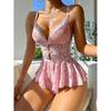 Erotic Underwear Floral Sheer Sleepwear Sensual Pajamas Transparent Night Dress Women Sexy Lingerie Porno Babydoll Dress