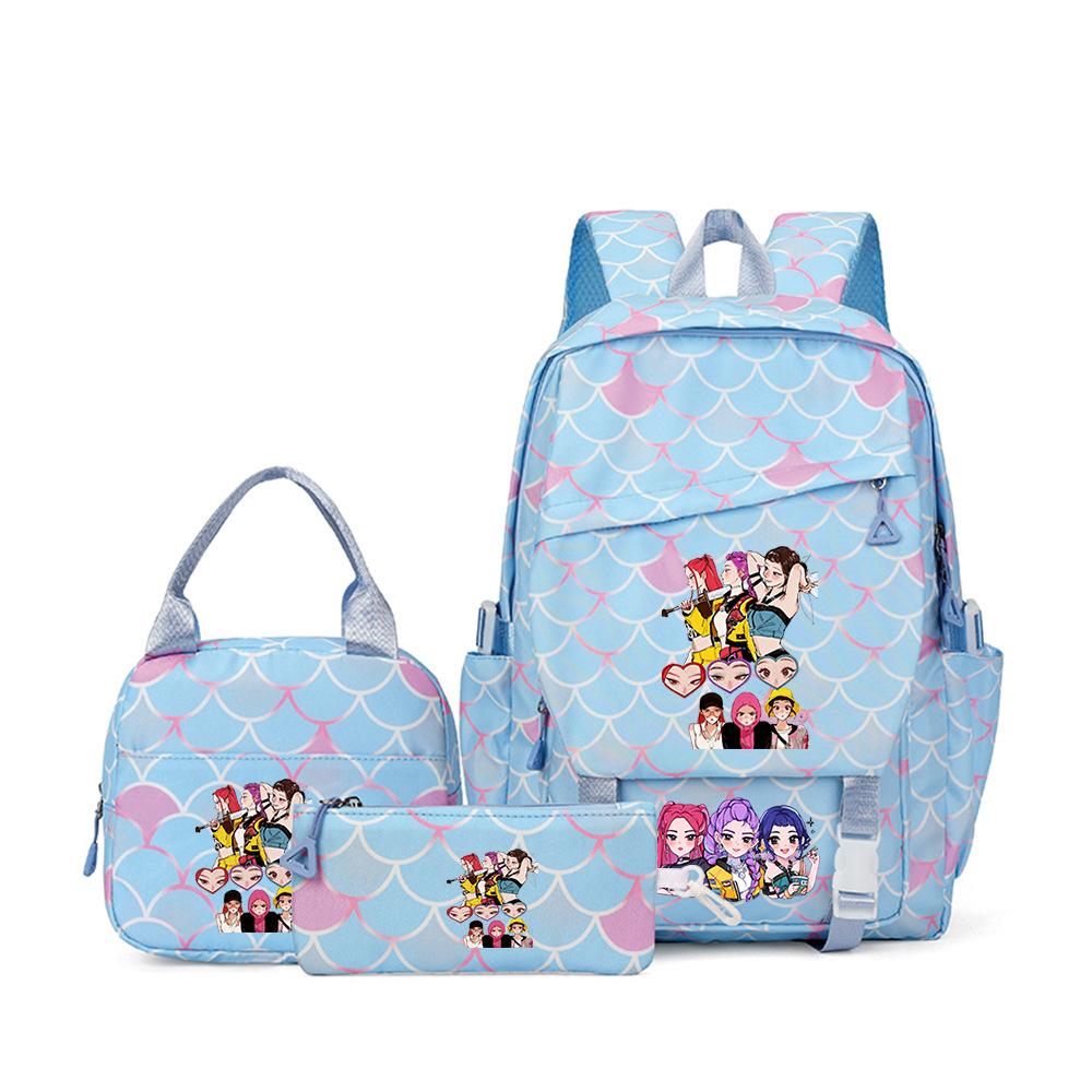 School Season Printed Student Schoolbag Backpack Shoulder Pencil Bag Three-Piece Set