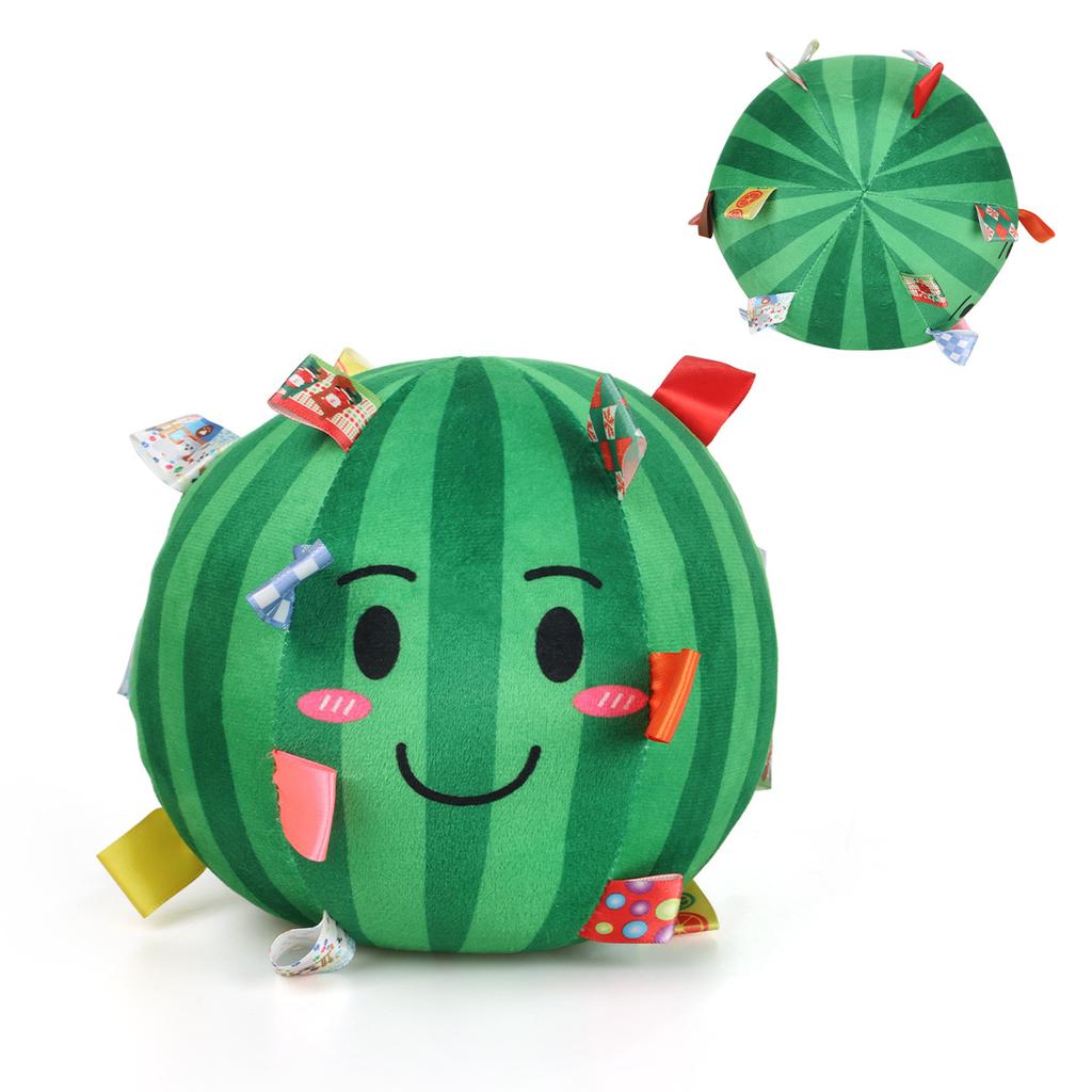 Cute Watermelon Squeaky Dog Toy Ball, Soft Plush Pet Chew Toy with Sound for Puppy Cat, Interactive Boredom Relief Pet Toy